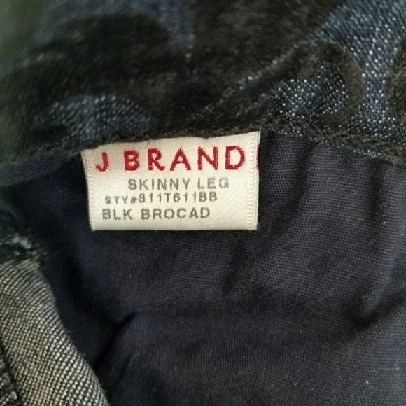 J Brand Skinny Leg Black Brocad Jean Size 26 - Picture 7 of 9